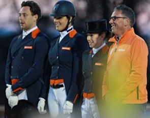 The Dutch team finished third in the Vidauban Nations' Cup: Laurens van Lieren, Dominique Filion, Lynn Maas, with chef d'equipe Wim Ernes