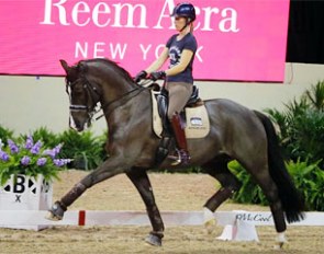 Charlotte Dujardin and Valegro schooling at the 2015 World Cup Finals :: Photo © Amy McCool