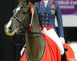 Charlotte Dujardin and Valegro win the Grand Prix warm up test at the 2015 World Cup Finals in Las Vegas :: Photo © Amy McCool