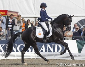 Marieke van der Putten and El Capone at the 2015 World Young Horse Championships :: Photo © Dirk Caremans