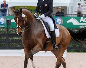Adrienne Lyle on Fortune and Fame in the Derby Class at the 2015 CDI-W Palm Beach Derby :: Photo © Sue Stickle