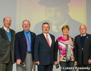 The 2015 CDI Zakrzow ground jury (Eddy de Wolff van Westerrode, Peter Holler, Peter Hansaghy, Elisabeth Max-Theurer, Waclaw Pruchniewicz) commemorating the late Dr. Wojtek Markowski :: Photo © Lukasz Kowalski