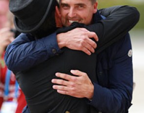 ...and hugs his boss and trainer Andreas Helgstrand