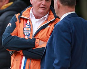 Johan Rockx talking to Dutch O-judge Eddy de Wolff van Westerrode at the 2016 CDIO Compiegne :: Photo © Astrid Appels