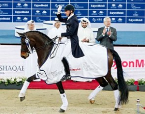 Patrik Kittel and Deja win the Grand Prix and Kur to Music at the 2016 CDI Doha at Al Shaqab