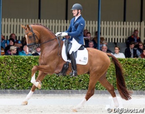 Theo Hanzon and Fallatijn at the Dutch selection trial for the 2016 World Young Horse Championships :: Photo © Digishots