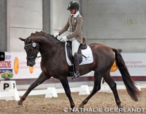 Larissa Pauluis and First Step Valentin at the 2016 Belgian Young Horse Championships :: Photo © Nathalie Geerlandt