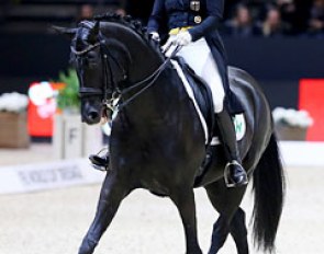 Germany’s Isabell Werth produced a personal-best Freestyle score to win the second leg of the World Cup Dressage 2016/2017 Western European League riding Weihegold at Lyon, France :: Photo © Pierre Costabadie