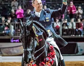 Jeremy Janjic and Django of Cacharel in their final lap of honour at the 2016 CDI-W Melbourne :: Photo © Stephen Mowbray