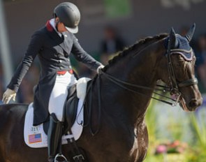 Kasey Perry and Dublet at the end of their Grand Prix Special ride at the 2016 CDIO Rotterdam