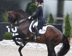 Maria Caetano's test on Fenix do Tineo got postponed for half an hour due to a thunderstorm and a downpour