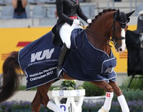 Anna Kasprzak and Quarton win the Prix St Georges at the 2017 CDIO Aachen :: Photo © Astrid Appels