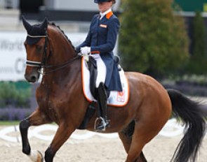 Marieke van der Putten's Dutch warmblood x harnass cross was too hot to trot but the petite rider stayed focused and tried to get the most out of it