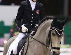 Katarina Scheufele has a big smile at the end of her ride on Now and Forever Feivel