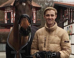 Sönke Rothenberger with his new Grand Prix horse Santiano R at his home Gestut Erlenhof in Bad Homburg, Germany
