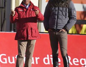 German co-team trainer Jonny Hilberath teaching, Sönke Rothenberger watching