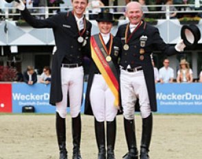 The podium at the 2017 German Dressage Championships in Balve: Sönke Rothenberger, Isabell Werth, Hubertus Schmidt :: Photo © LL-foto