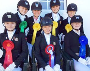 The top placed pony riders with champion Carmen Grønvold Johannessen centre front at the 2017 Norwegian Dressage Championships :: Photo © Elizabeth Farbrot