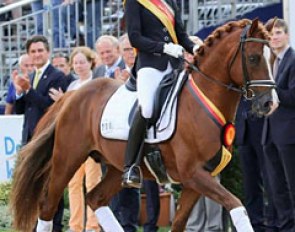 Ann-Cathrin Rieg and Daily Pleasure WE win the 6-year old dressage pony finals at the 2017 Bundeschampionate :: Photo © LL-foto