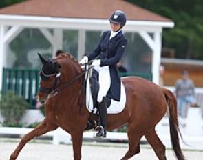 French Claudia Chauchard on the 9-year old Oldenburg mare Quaterback's Lady (by Quaterback x Rohdiamant)