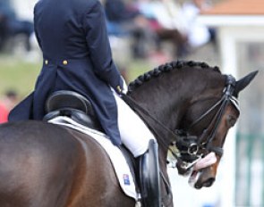 Australian individual Mary Hanna withdrew from the Grand Prix as Boogie Woogie got the tongue stuck over the bit