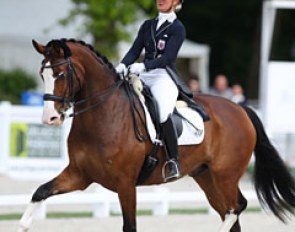 Danish born Luxembourg rider Kristine Moller on the Opländer family's Oldenburg bred Freak Blue Phantom, a 12-year old Florencio x Feinbrand offspring