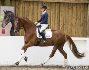 Lucinda Elliott on MSJ Fame, a 4-year old mare by Furst Heinrich out of FBW Dejavu