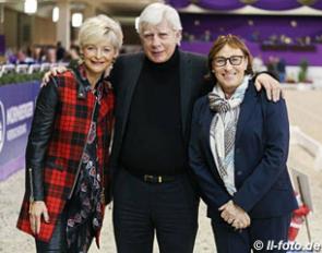 Frankfurt show hosts Ann Kathrin Linsenhoff, Paul Schockemöhle with judge Evi Eisenhardt