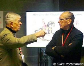 Colonel Christian Carde and Philippe Maurice d'Iscret, the organizer of the First Belgian Meeting for Equitation According to the French Tradition in Gesves, Belgium :: Photo © Silke Rottermann