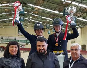 The Young Rider podium with Merve Ozgundoga and Derin Lara Ekici  at the 2017 Turkish Dressage Championships