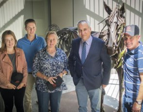 The new Grooms Working Group in Lausanne: Nanna-Riikka Nieminen (FIN) Jumping, Brent Kuylen (BEL) Jumping, Jackie Potts (GBR) Eventing, FEI President Ingmar De Vos and Alan Davies (GBR) Dressage