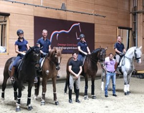 Dressage Team Grand Ducal with riders Helena Bicker, Christof Umbach, Gaston Chelius, Fie Skarsoe, Jose Antonio Garcia Mena (trainer) and Sascha Schulz