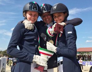 The pony podium at the 2017 Italian Dressage Championships