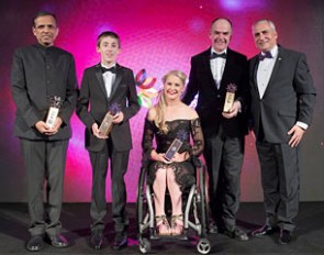 FEI Awards 2017 winners Manoj Jalan (INA), Harry Allen (IRL), Emma Booth (AUS), Alan Davies (GBR) and FEI President Ingmar De Vos in Montevideo (URU) 21 November 2017