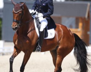 Mary Hanna on her new GP ride Calanta (by Johnson x Goodtimes). The pair finished fifth. Calanta is super talented but she was still too hand held during the test. There is much more in the tank