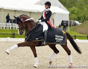 Anna Kasprzak and Quarton win the Intermediaire I at the 2017 CDIO Uggerhalne :: Photo © Ridehesten