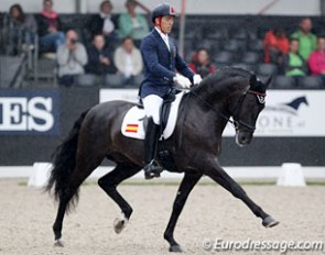 Guillermo Garcia Ayala and the PRE bred Poeta de Sisaeta at the 2017 World Young Horse Championships :: Photo © Astrid Appels