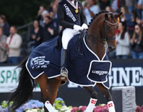 Severo Jurado Lopez and Fiontini win the 7-year old finals at the 2017 World Championships for Young Dressage Horses :: Photo © Astrid Appels