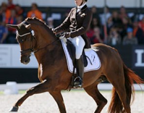 Larissa Pauluis and First Step Valentin at the 2017 World Young Horse Championships :: Photo © Astrid Appels