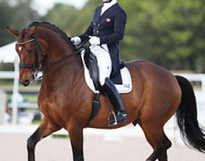 Canadian Pia Fortmuller moved from Germany to Wellington for the season. Here she's competing Balesteros in the developing Grand Prix