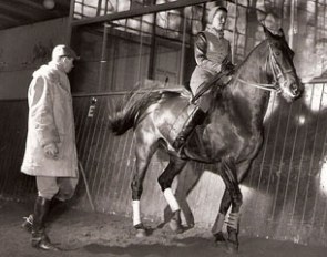 Gunnar Andersen helping Lis train the piaffe on Jubilee