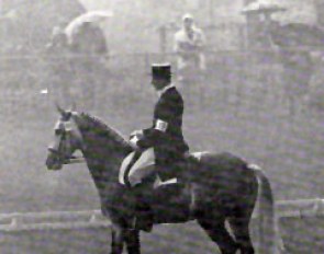 Neckermann and Antoinette at the Tokyo Olympics in 1964. They had to compete in a thunderstorm followed by fog and rain