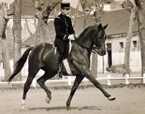 Patrick Le Rolland and Cramique xx training at the Ecole de Cavalerie in Saumur in 1971 :: Photo © Mouillot