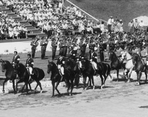 The parade of the team medal winners at the 1980 Olympic Games in Moscow :: Photo courtesy FEI History Hub