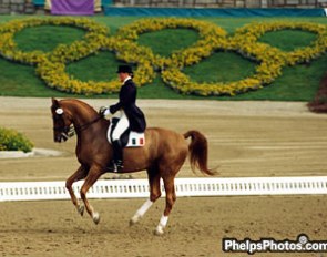 Irish Heike Holstein on Devereaux at the 1996 Olympic Games in Atlanta :: Photo © Mary Phelps