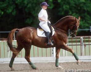 Isabell Werth and Welcome S (by World Cup I) at the 1996 CDI Schoten :: Photo © Dirk Caremans