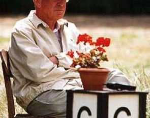 Dr. Reiner Klimke training his daughter Ingrid at home in Munster, summer 1999 :: Photo © Mary Phelps