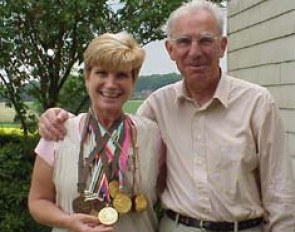 Mary Phelps wearing all of Dr. Reiner Klimke's medals :: Photo © JJ Hathaway