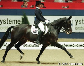 Australian Rachael Downs on Yardley Charisma at the 1999 World Cup Finals in Dortmund :: Photo © Dirk Caremans