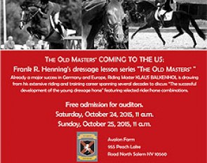 Klaus Balkenhol's THE OLD MASTERS® clinic on “The successful development of the young dressage horse” at Avalon Farm in North Salem, NY, U.S.A. on 24 -25 October 2015